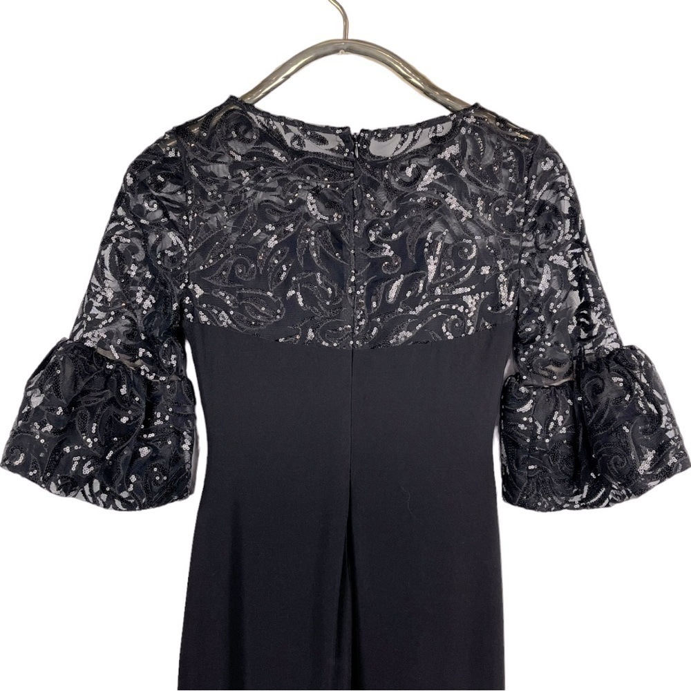 LAUREN RALPH LAUREN DECKER JERSEY SHEER YOKE 1/2 RUFFLE SLEEVE SEQUIN DRESS GOWN - Picture 7 of 14